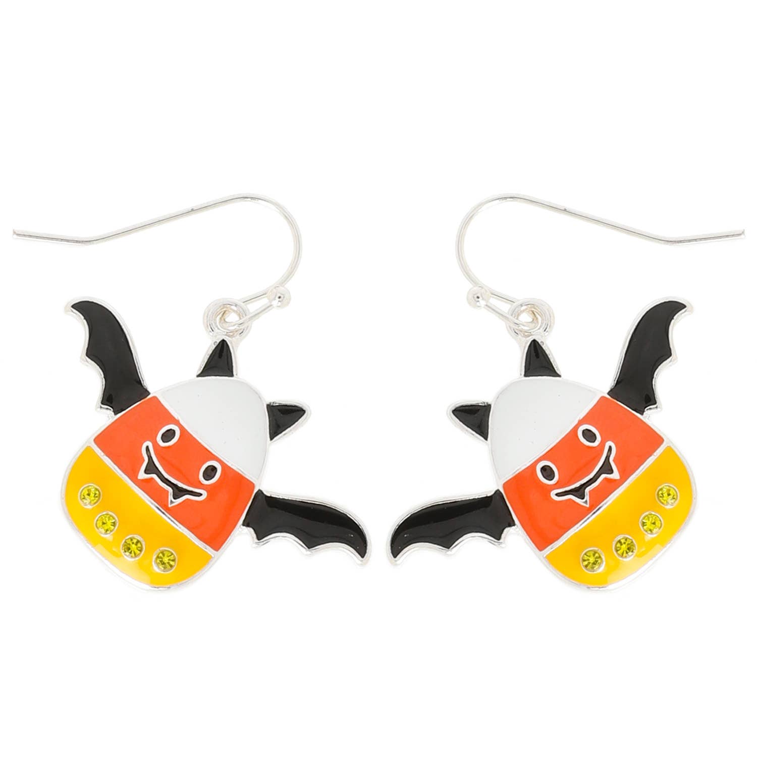 Halloween Candy Corn Bat Rhinestone Epoxy Earrings Robin Boutique