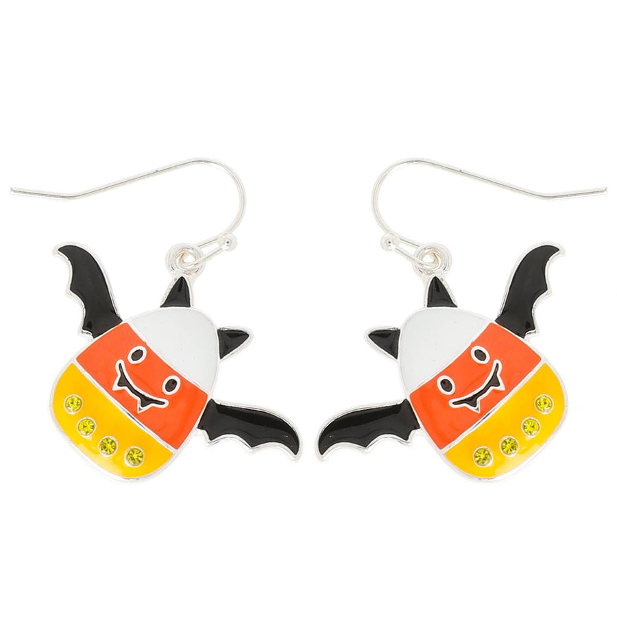 Halloween Candy Corn Bat Rhinestone Epoxy Earrings Robin Boutique