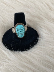 Small Skull Carved in Adjustable Ornate Ring