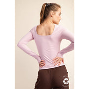 RECYCLED BUTTER SQUARE NECK LONG SLEEVE TOP T9953-C