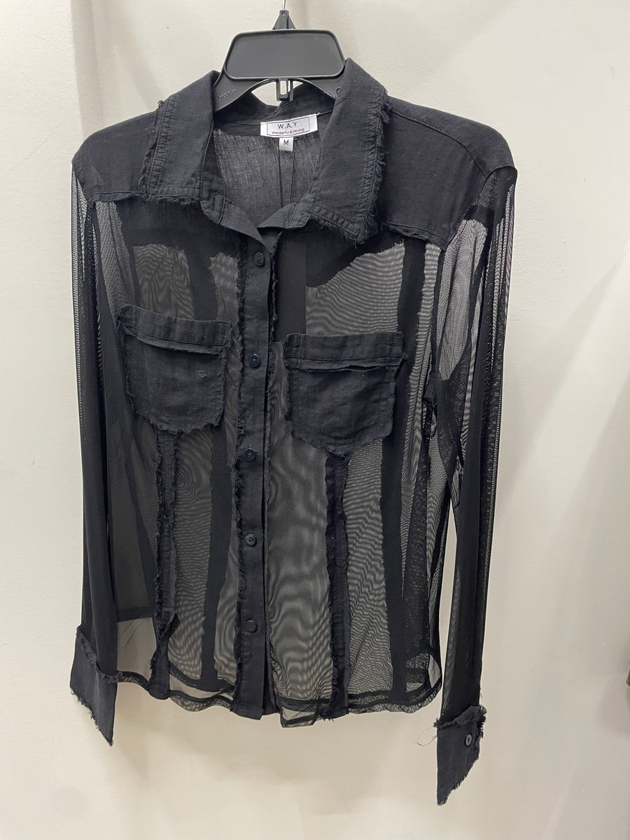 Patchwork Button Mesh Top by WAY