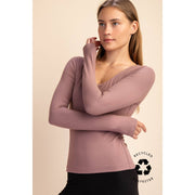 RECYCLED BUTTER ROUND NECK TOP T9967 Robin Boutique