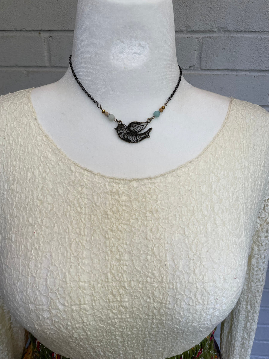 Swirl Bird Necklace