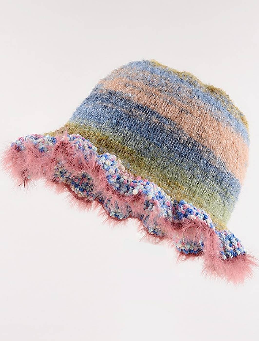 Colorful Mohair-Feel Ruffle Knit Beanie Robin Boutique