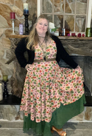 Embroidered Maxi Skirt w/Chiffon in Ombre