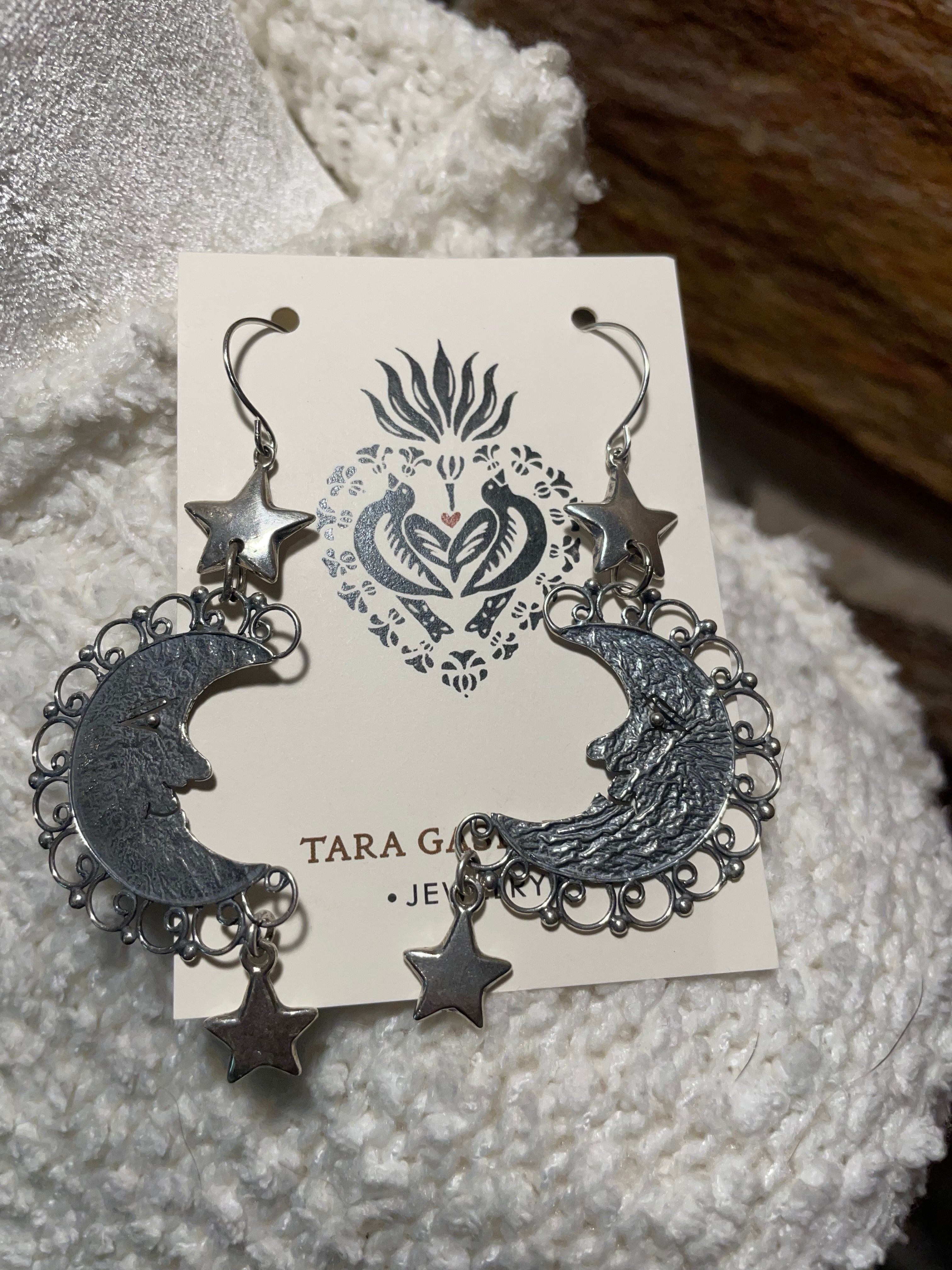 Fancy Moon and Star Earrings by Tara Gasparian