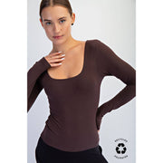 RECYCLED BUTTER SQUARE NECK LONG SLEEVE TOP T9953-C Robin Boutique