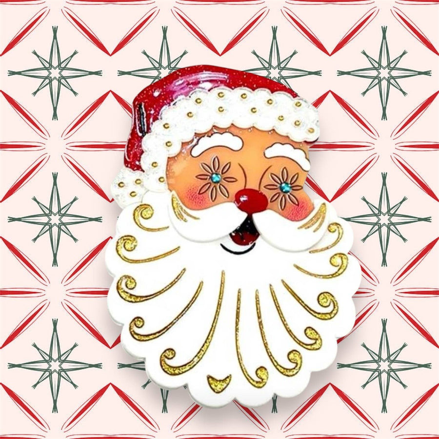 Starry Eyed Santa Brooch Lipstick & Chrome Robin Boutique
