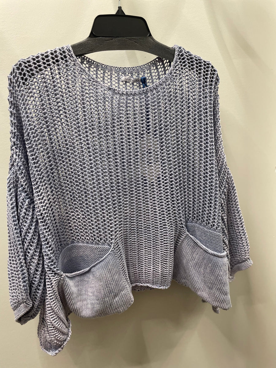 Oversized Crochet Pocket Top