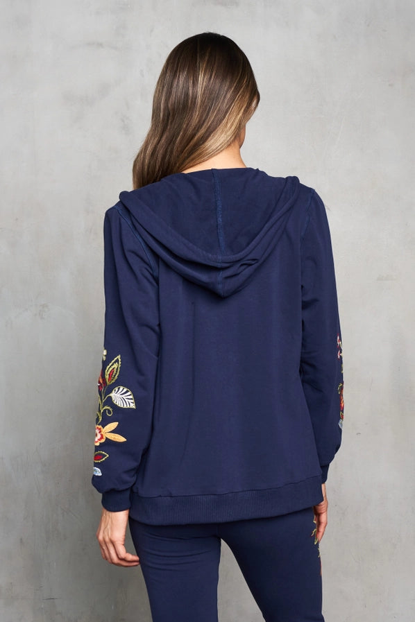 French Terry Embroidered Zip Hoodie by Paparazzi