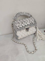 CHQEL Evening Clutch Bag for Women, Handmade Crochet Wedding Robin Boutique