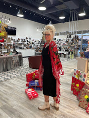 Silk Burnout Velvet Fringe Flutter Kimono by Aris A