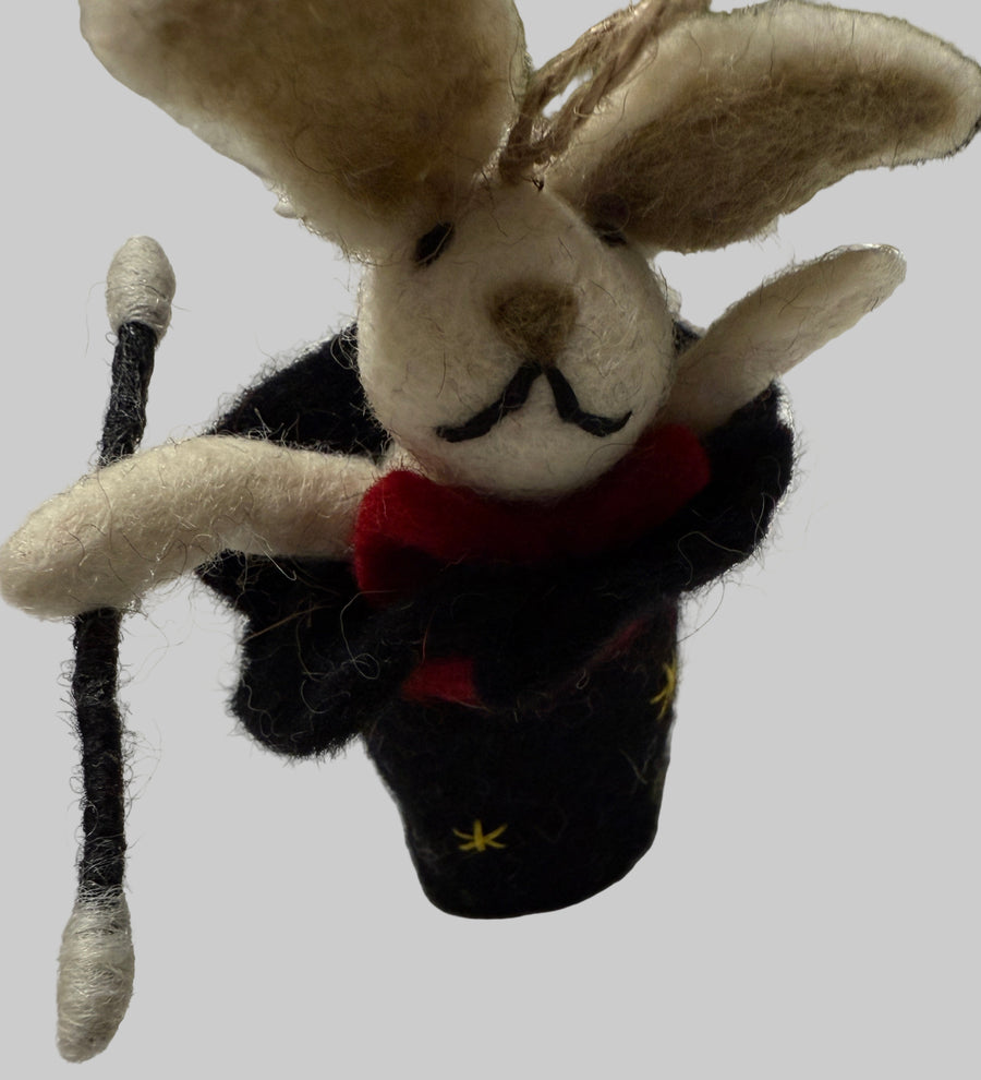 Wool Felt Christmas Ornament- Bunny Magician Robin Boutique