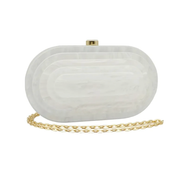 Art Deco Acrylic Oval Clutch Handbag-White Robin Boutique