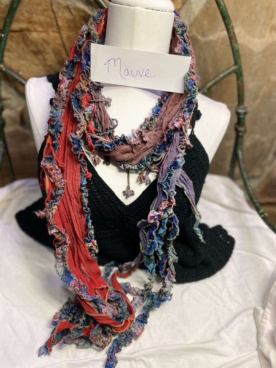 Boho Mixed Tassel Handmade Scarf Necklace