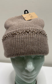 C.C. Beanie Pearl & Rhinestone Angora Cuff Beanie Robin Boutique