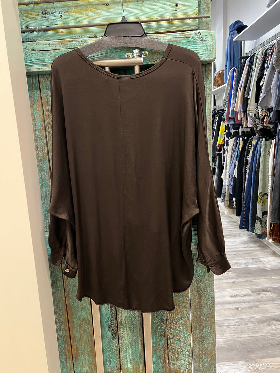 Silk Knot Top in Chocolate by Amorosa