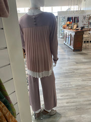 Summa Ribbed Knit Top with Back Pleats 21188SW