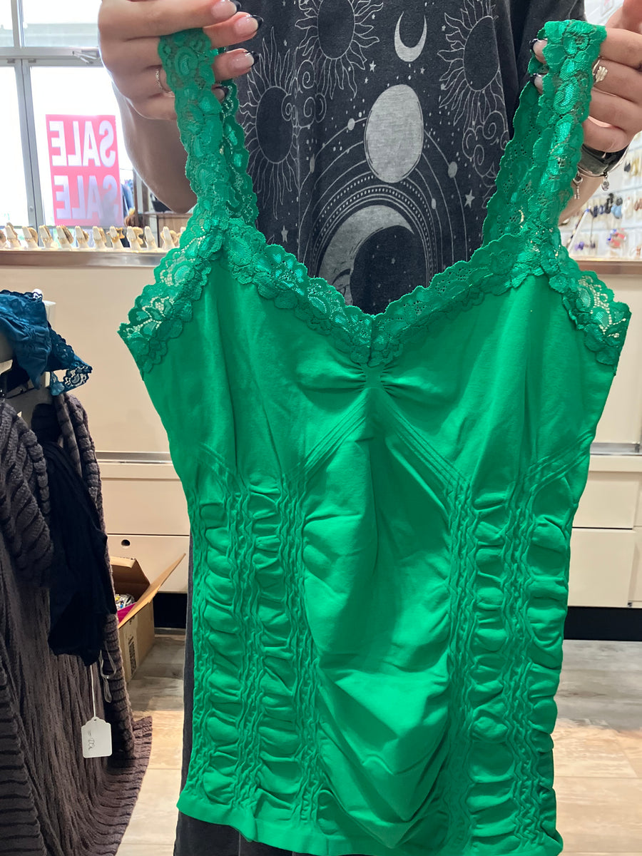 Seamless Laced Corset Camisole in Shamrock by M. Rena