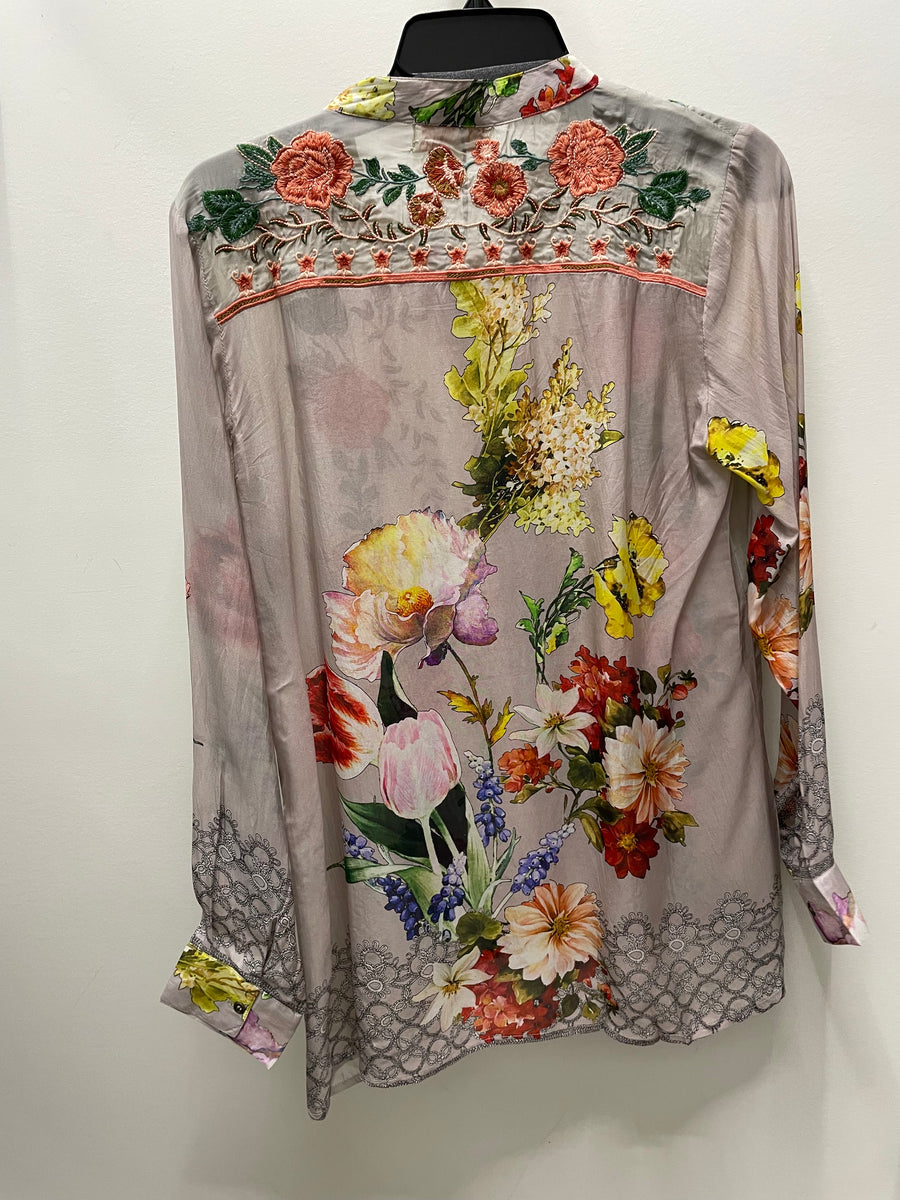 Embroidered Romance Button Top by All About Her 5585