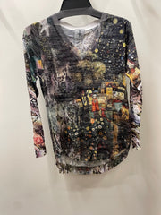 Crinkle Knit Top in Starlights Print by Inoah