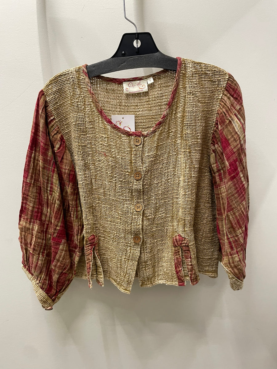 Open Weave Plaid Crop Jacket by Paper Lace