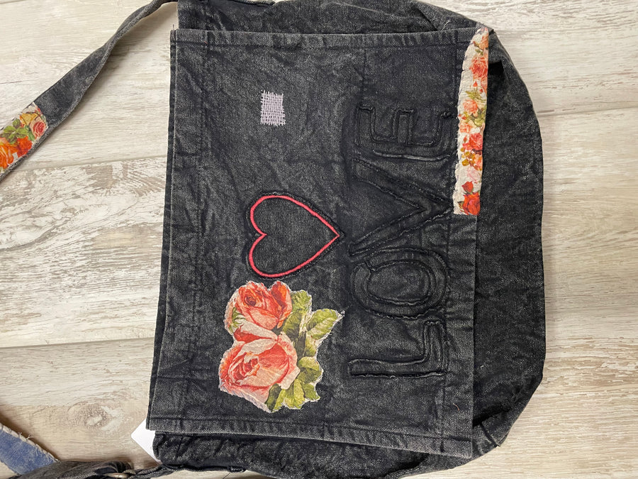 Denim Patch Messenger Bag