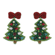 Jeweled Christmas Tree Beaded Embroidery Earrings Robin Boutique