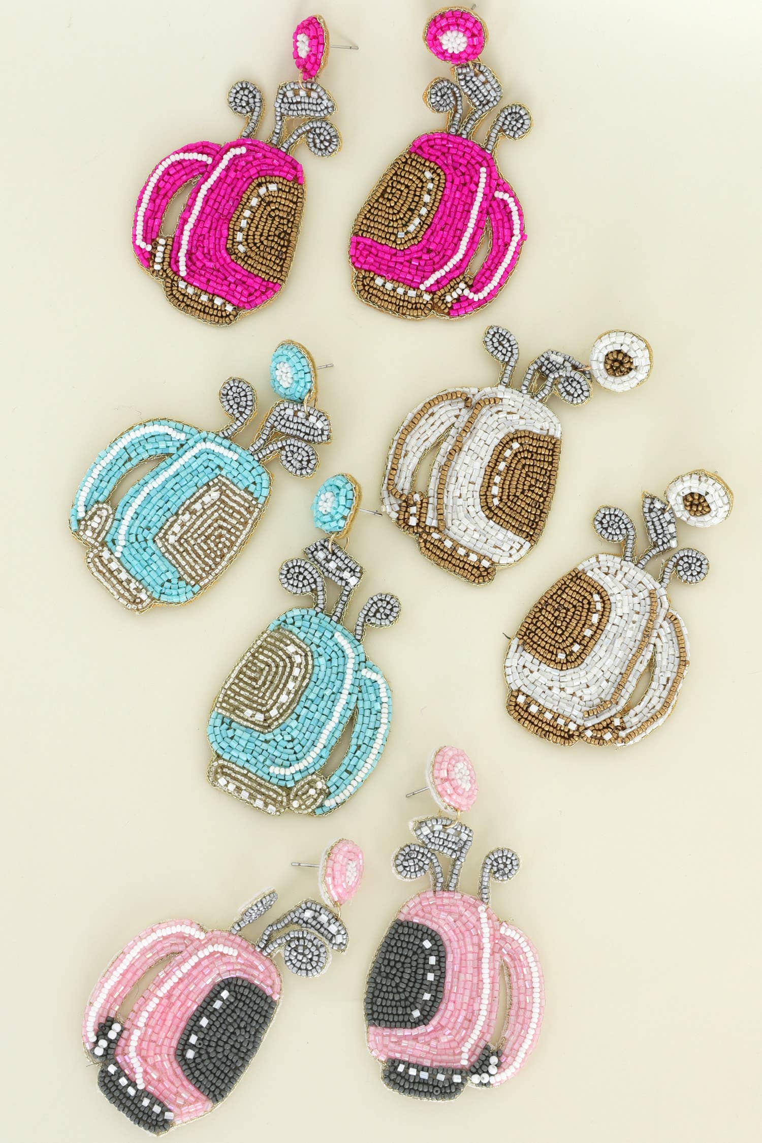 2 Tier Seed Beaded Golf Bag Dangle Earrings Robin Boutique