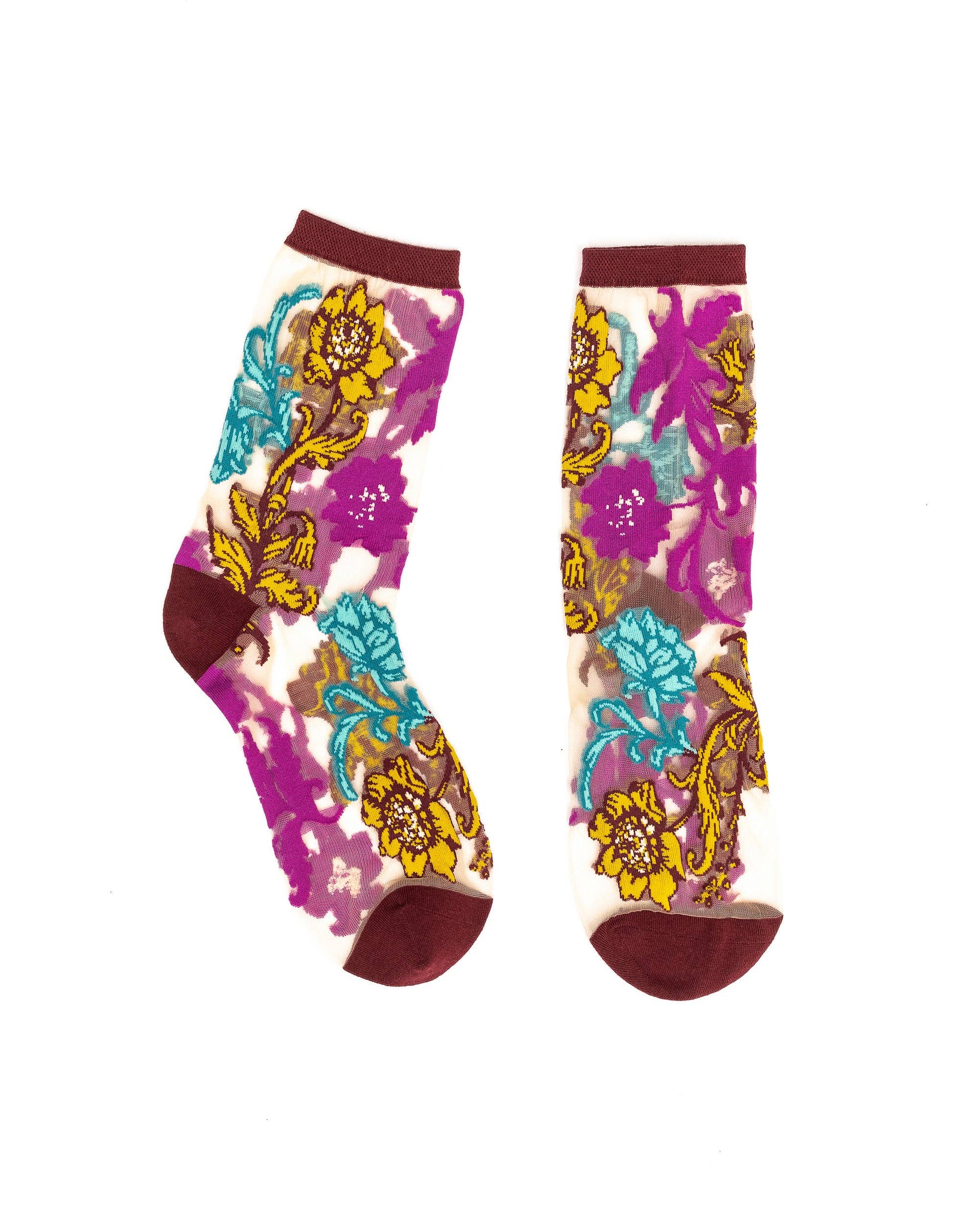 Gem Garden Sheer Crew Sock by Sock Candy Robin Boutique
