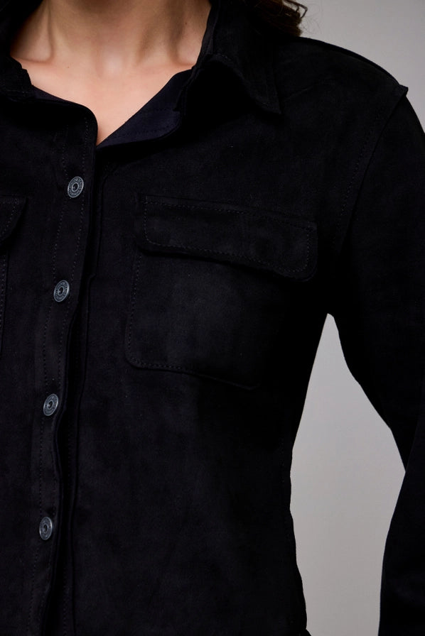 Shrunken Suede Button-Up Shirt by Hidden Jeans