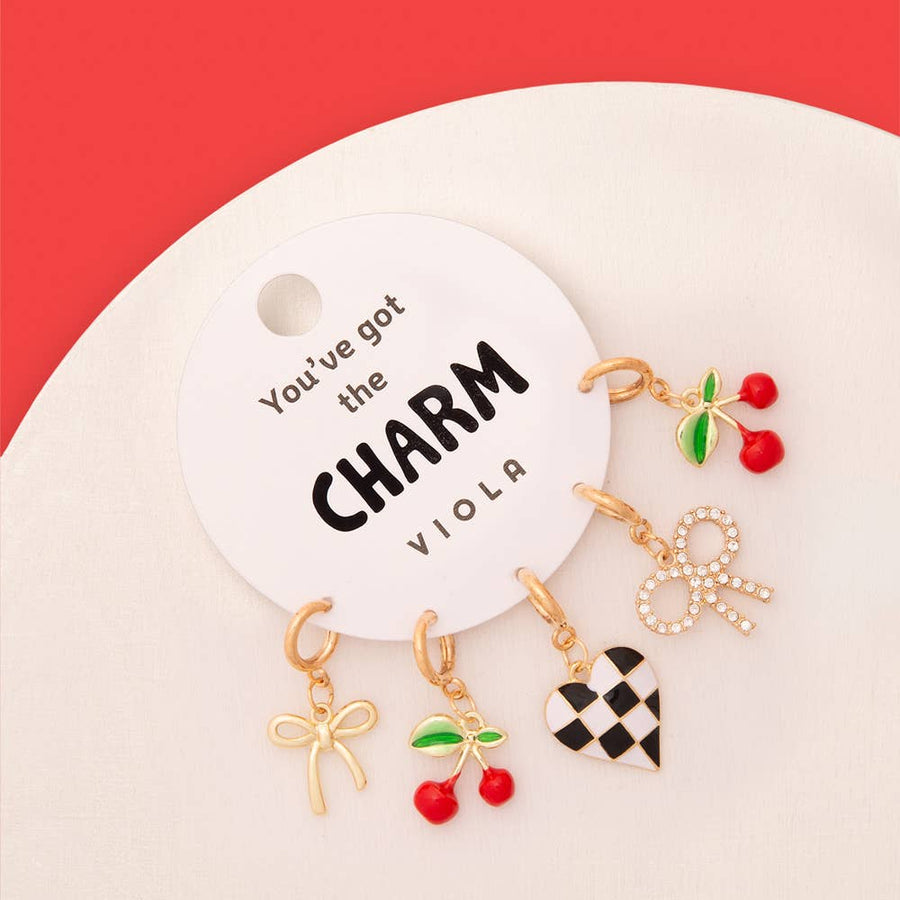 5-Piece Charm Set Featuring Enamel and Rhinestone Robin Boutique