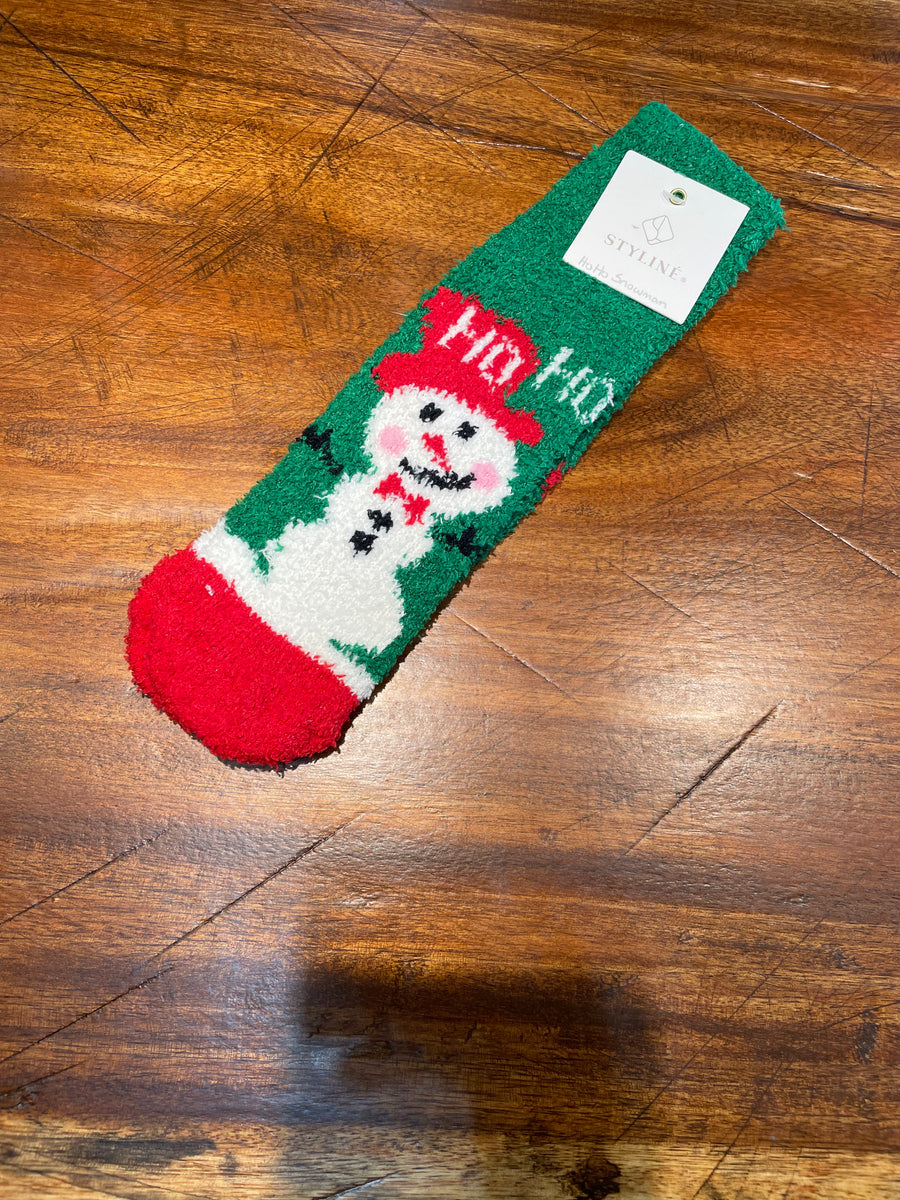 Ultra Soft Chenille Socks in Ho Ho Snowman