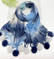 Ombré Pompom-Detailed Shawl/Scarf Robin Boutique