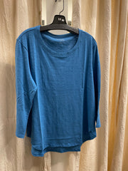 Solid Cotton Slub 3/4 Sleeve High-Low Tee by Escape