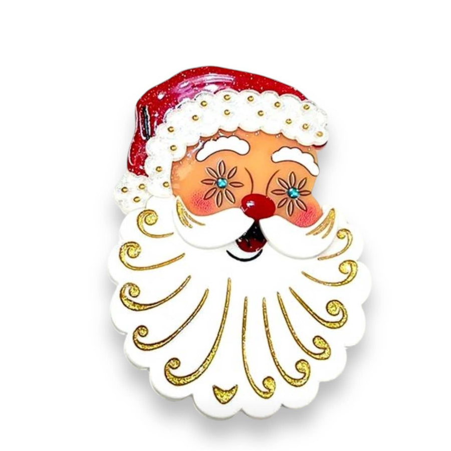 Starry Eyed Santa Brooch Lipstick & Chrome Robin Boutique