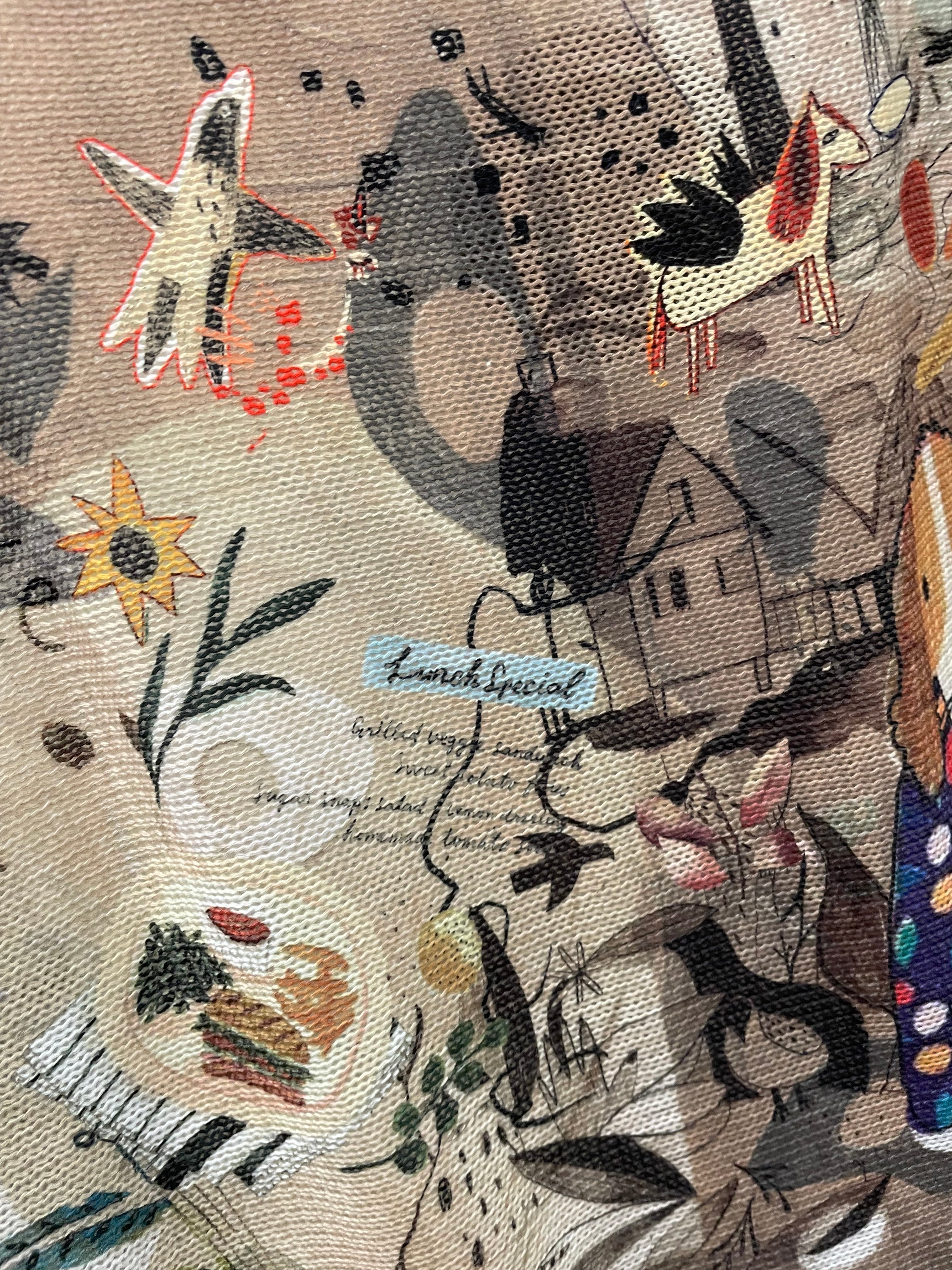 3/4 Sleeve Dolman Sweater in Lunch Time Print by Inoah