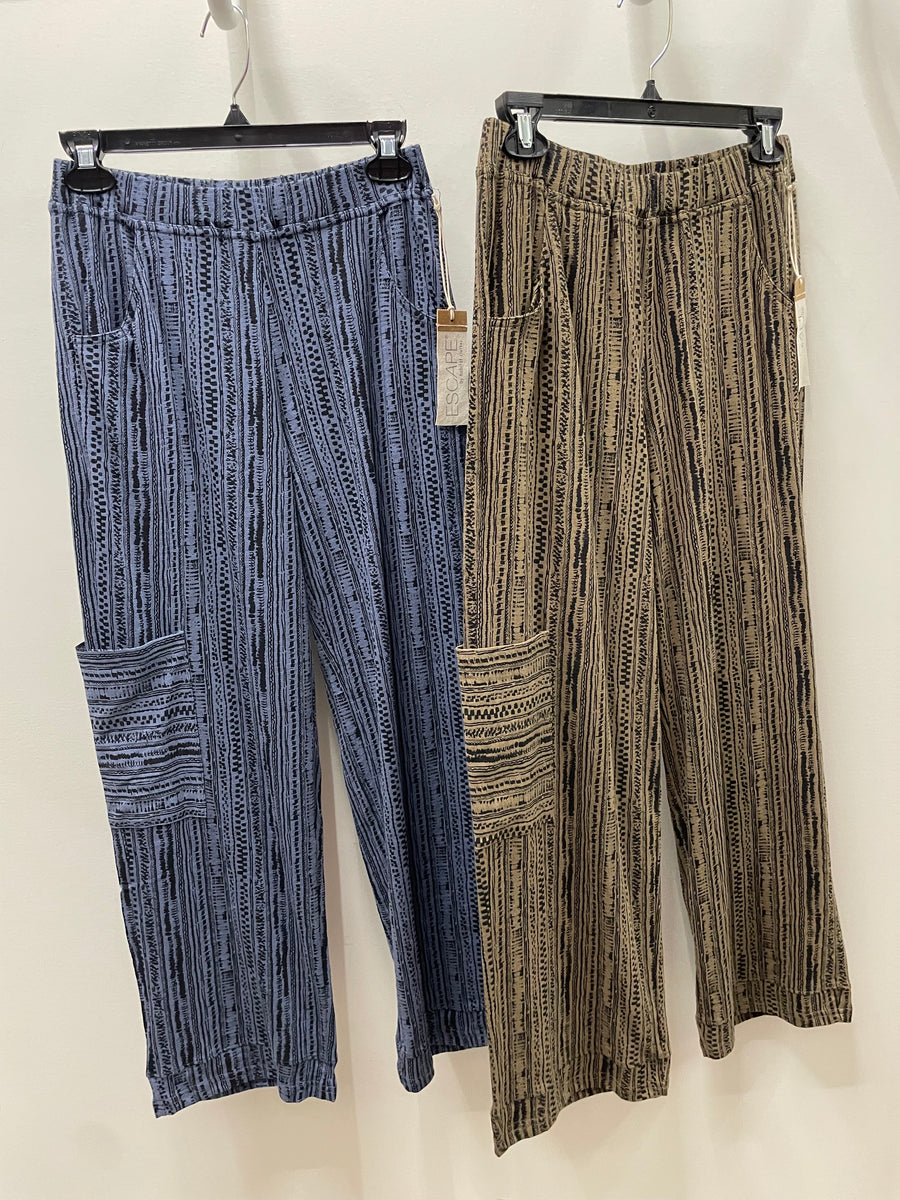 Stripe Cotton Slub J Pocket Flood Pant