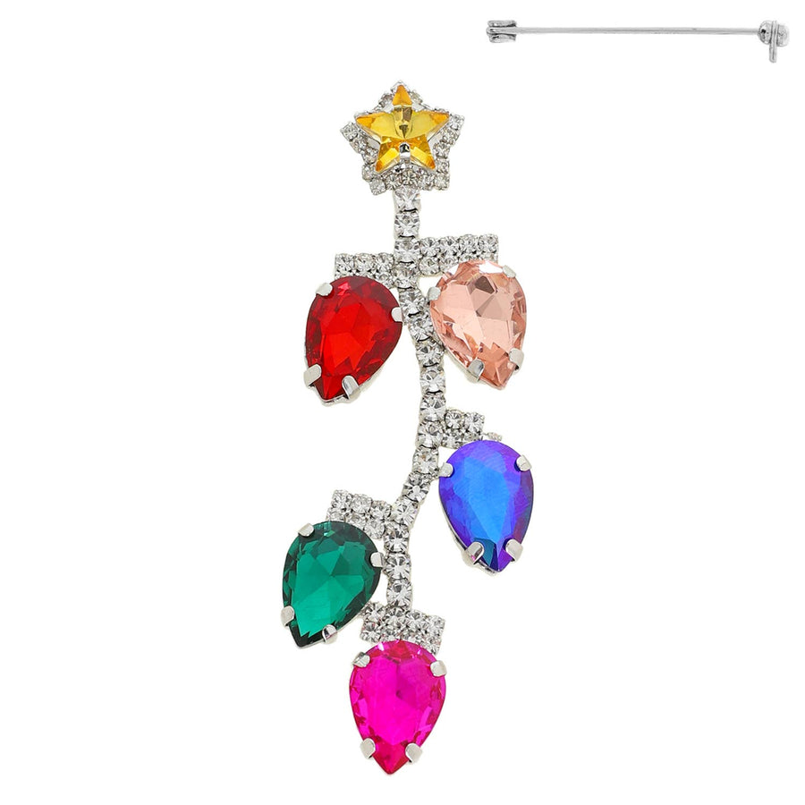 Christmas Lights Crystal Gemstone Brooch, Hat or Shoe Pin