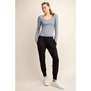 RECYCLED BUTTER ROUND NECK TOP T9967 Robin Boutique