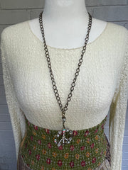 Pearl Bling Peace Sign Necklace