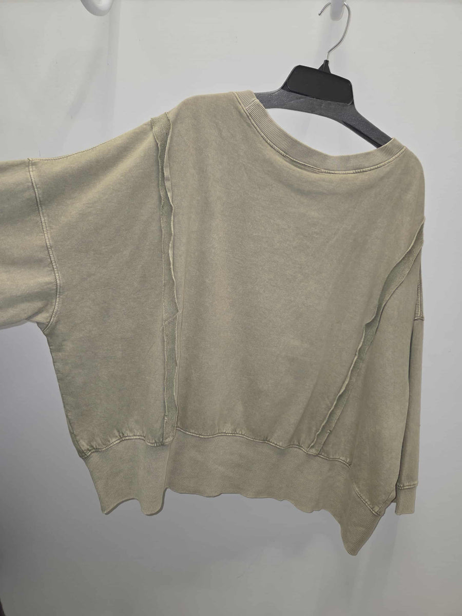 Cozy Drift Boxy Wide Neck Sweatshirt by Paper Lace