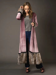 Rose Faux Fur Velvet Coat