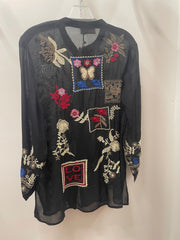 Embroidered Mandarin Button Tunic in Black by All About Her 6061