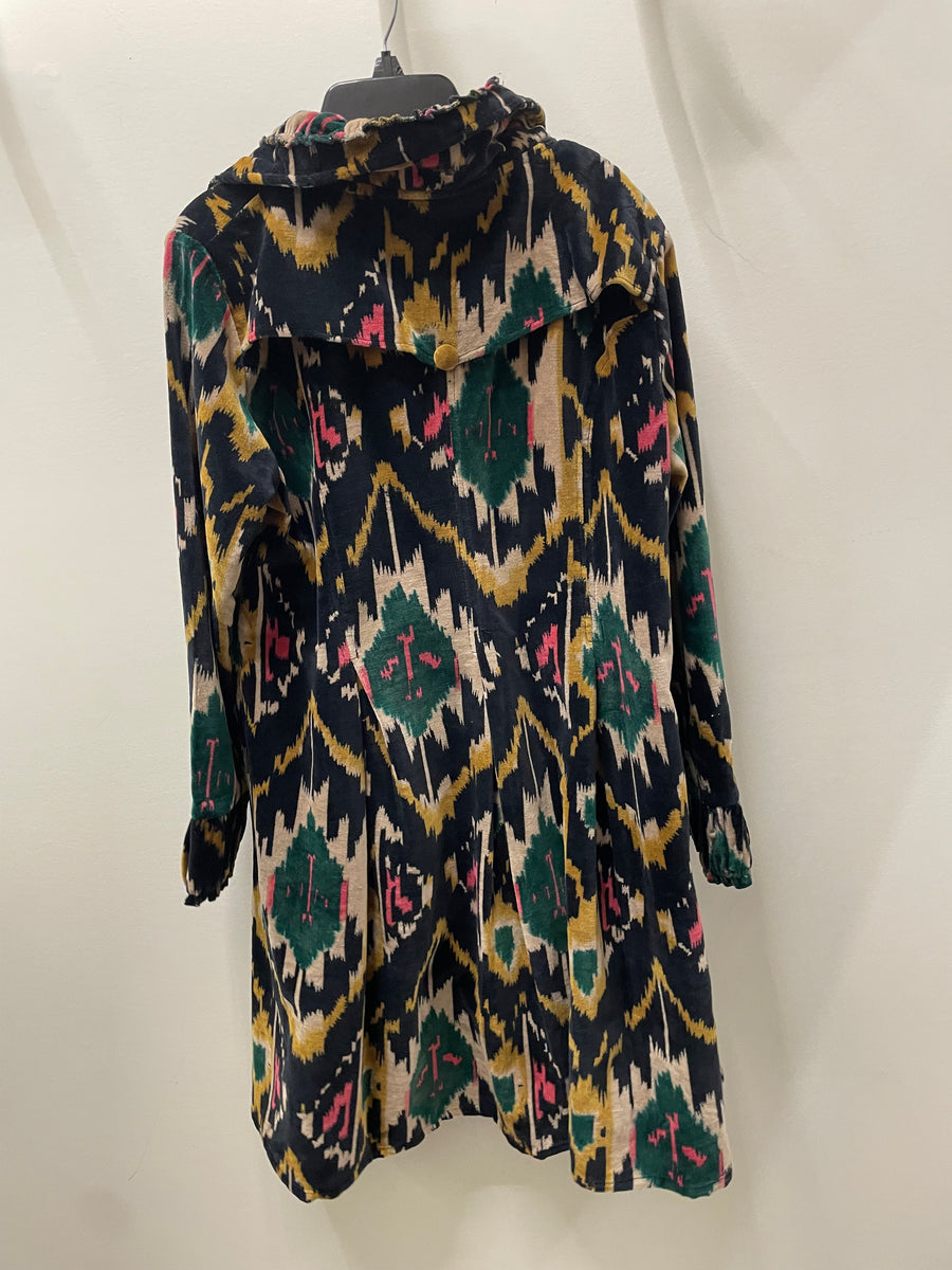 Ikat Velvet Knee Length Jacket by Paper Lace Robin Boutique