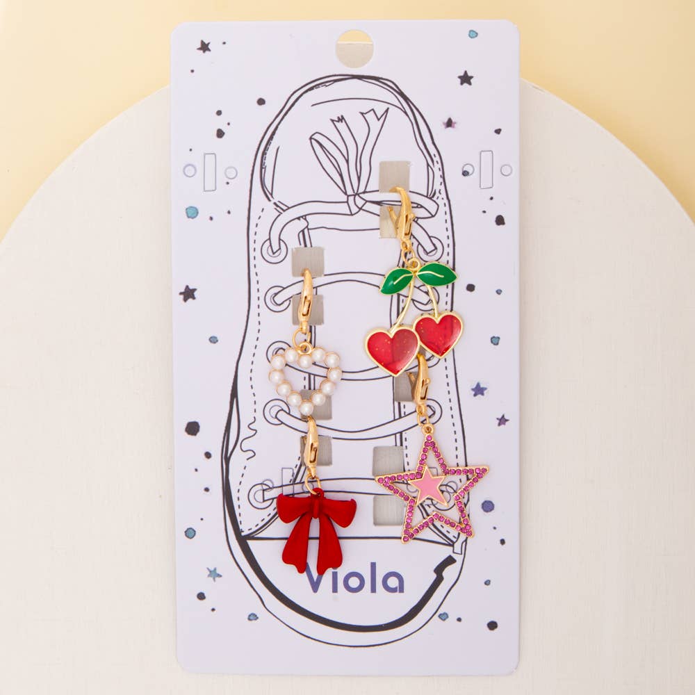 Heart Theme Shoe Charm Set with Rhinestone Accents Robin Boutique