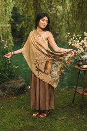 Fable Bohemian Floral Bamboo Scarf with Deer & Moon