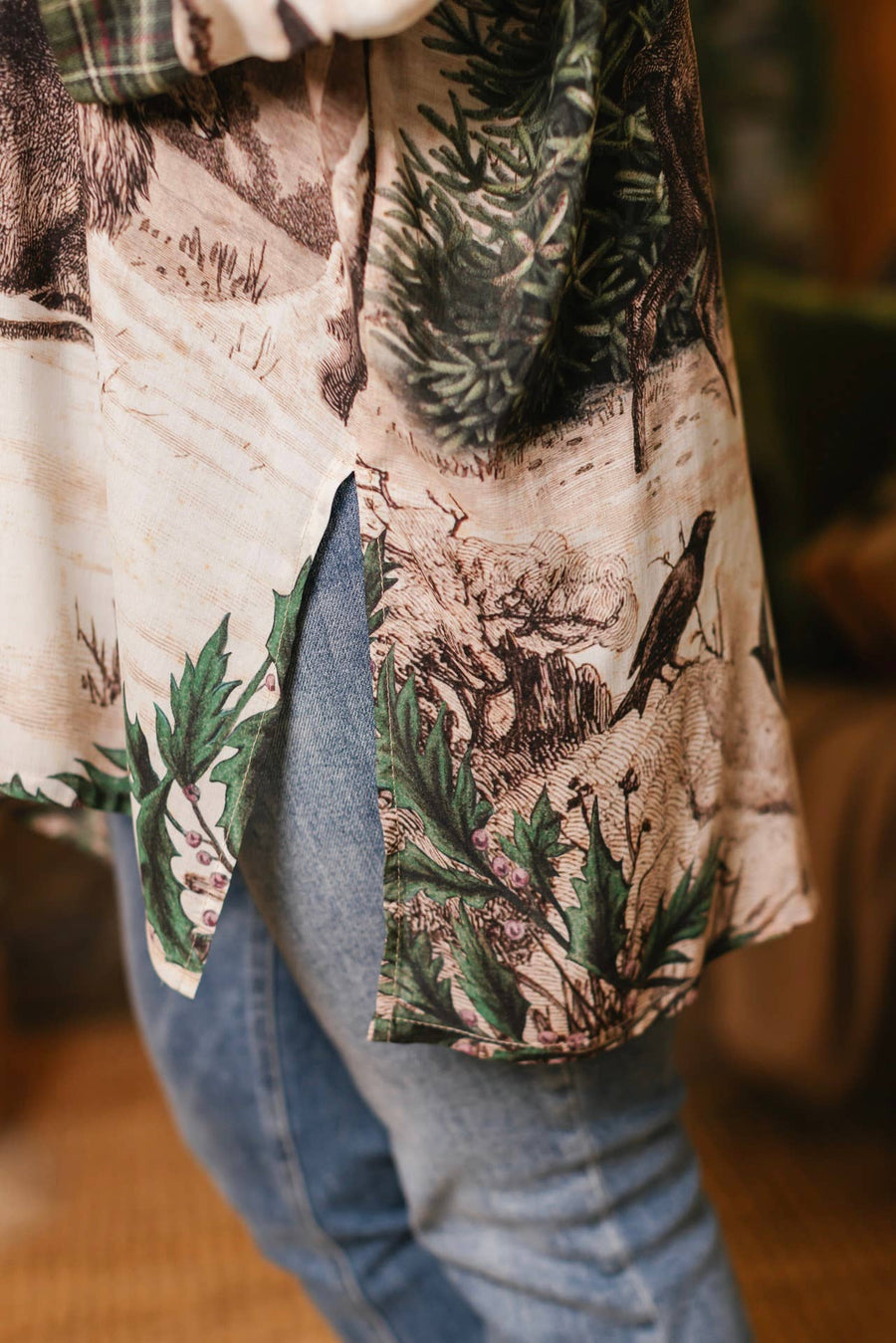 Winter Wish Christmas Plaid Bamboo Kimono Cardigan with Belt