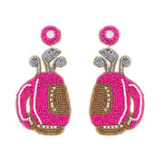 2 Tier Seed Beaded Golf Bag Dangle Earrings Robin Boutique