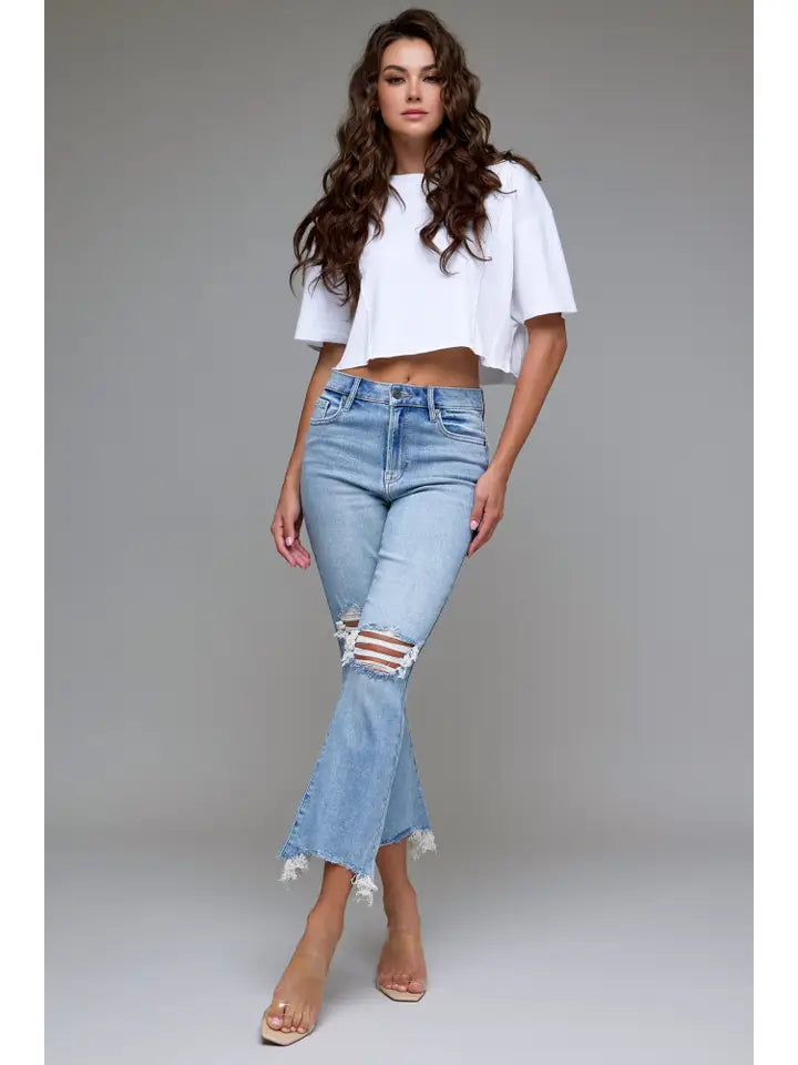 Happi Distressed Cropped Flare by Hidden Jeans
